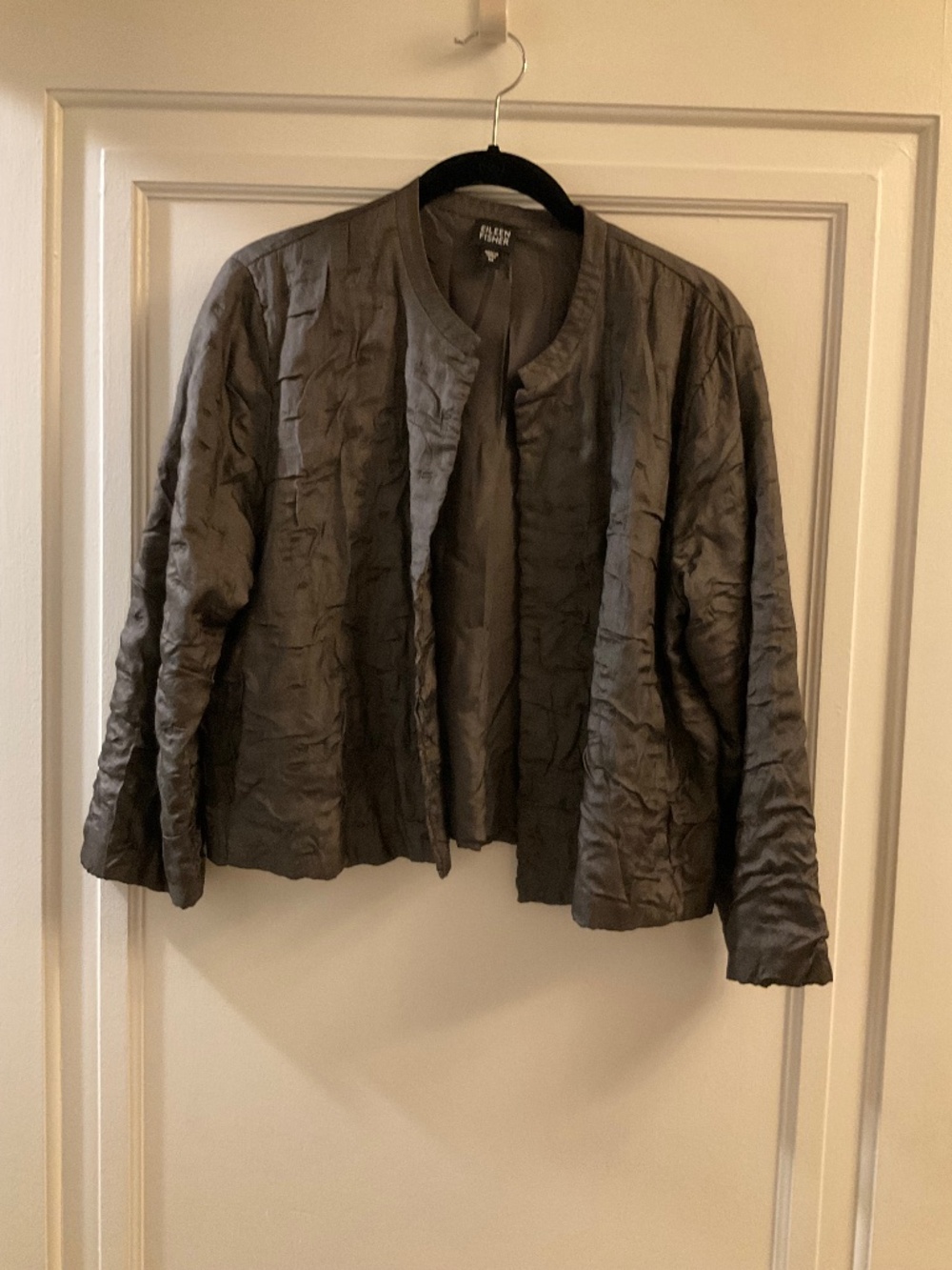 Eileen Fisher brown / grey silk boxy jacket sz med